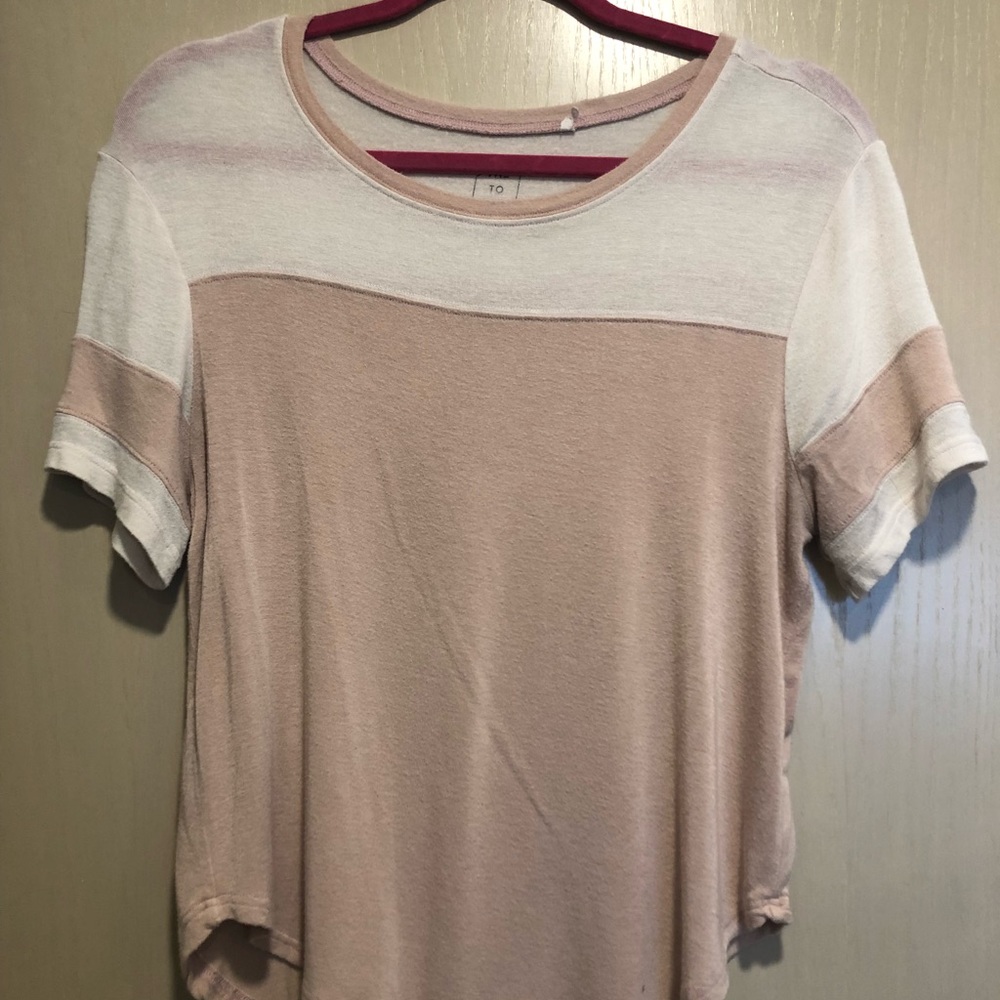 Me to We light pink baseball tee shirt